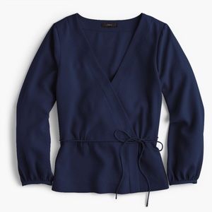 J. Crew Navy Faux Wrap Peplum Top